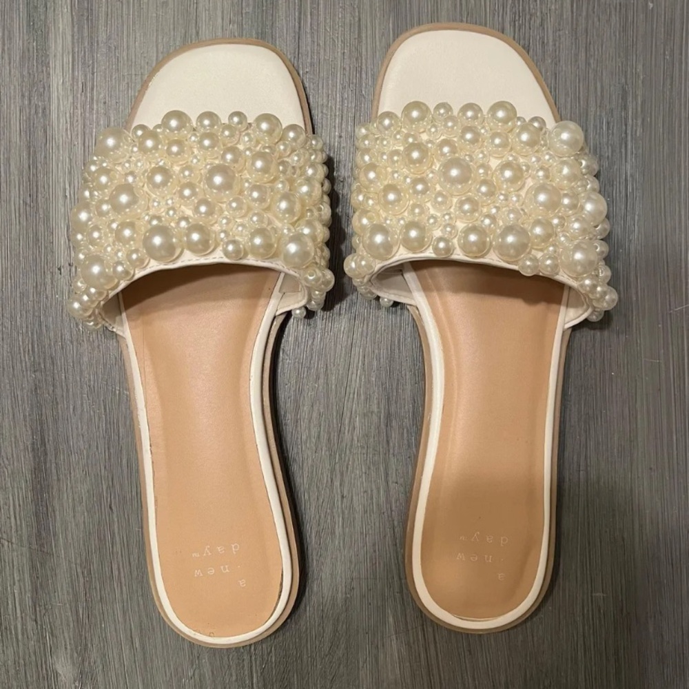 A New Day Cream Pearl Embellished Sandals